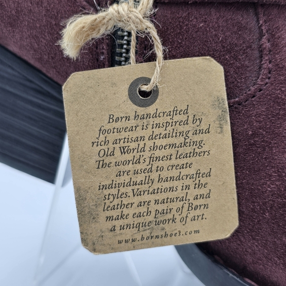 NWT Born Carmel Harness Suede Ankle Booties, Burgundy/Wine, Women's Size 6 - Picture 4 of 16